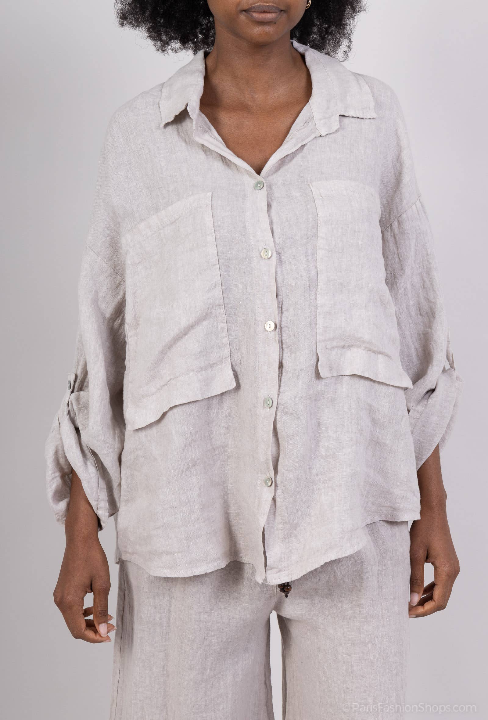 Shyloh - Wholesale Shirt - Women's - Linen shirt with 2 large pockets 1581210