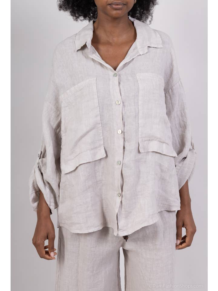 Shyloh - Wholesale Shirt - Women's - Linen shirt with 2 large pockets 1581210
