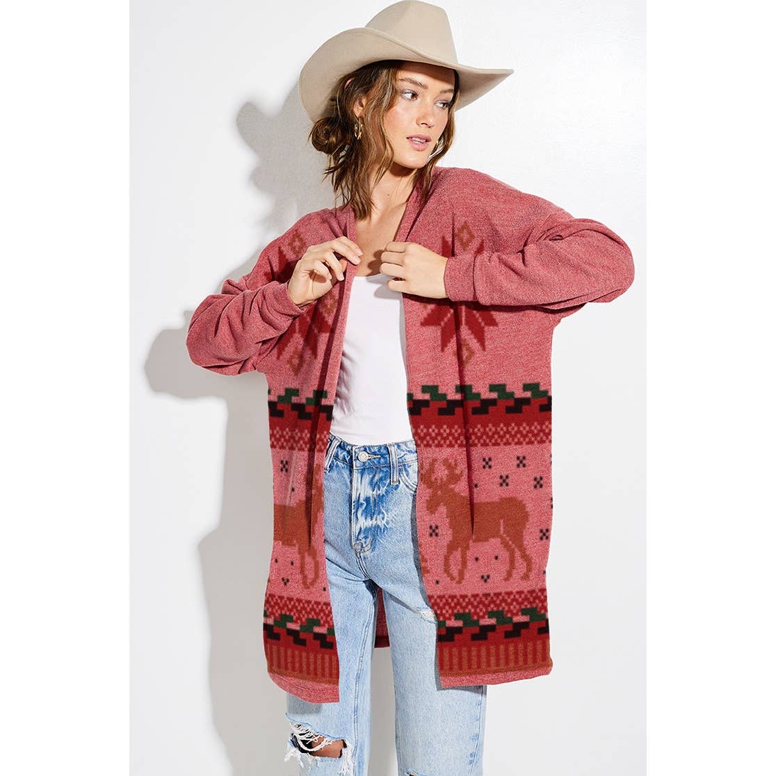 Phil Love – Großhandel Strickjacke – Damen – Strickjacke im lässigen Stil mit Weihnachtsmuster3