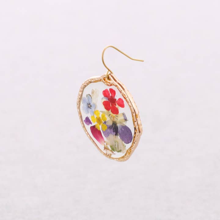 Sonata - Wholesale Snap Jewelry - Hanging Steel Earrings with Dried Flowers6