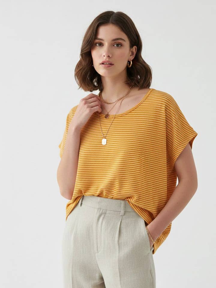 Oversized Striped Knit Top – Sailor Look Art 12188 for wholesale by Nota bene