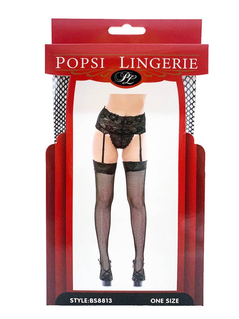 Black Lace Trim Garter With Pantyhose (BOXED) for wholesale on Faire2