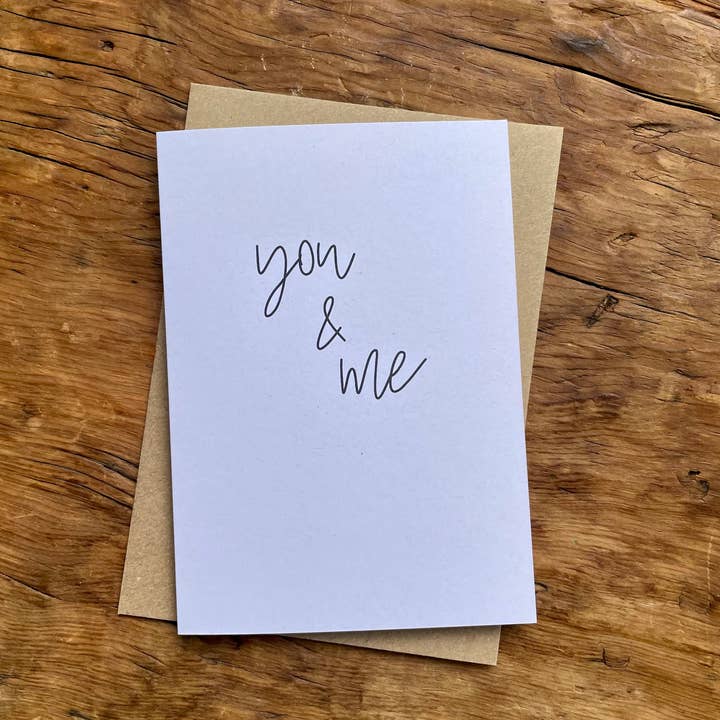To & From Cards - Wholesale Love card - You & Me - A6 Size Love Card with Kraft Envelope