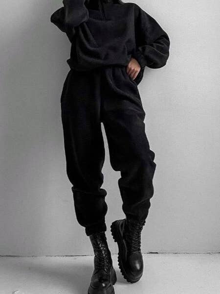 Rosa Clothing - Wholesale Lounge Set - Women's - Polar Fleece half zip cropped pullover set5