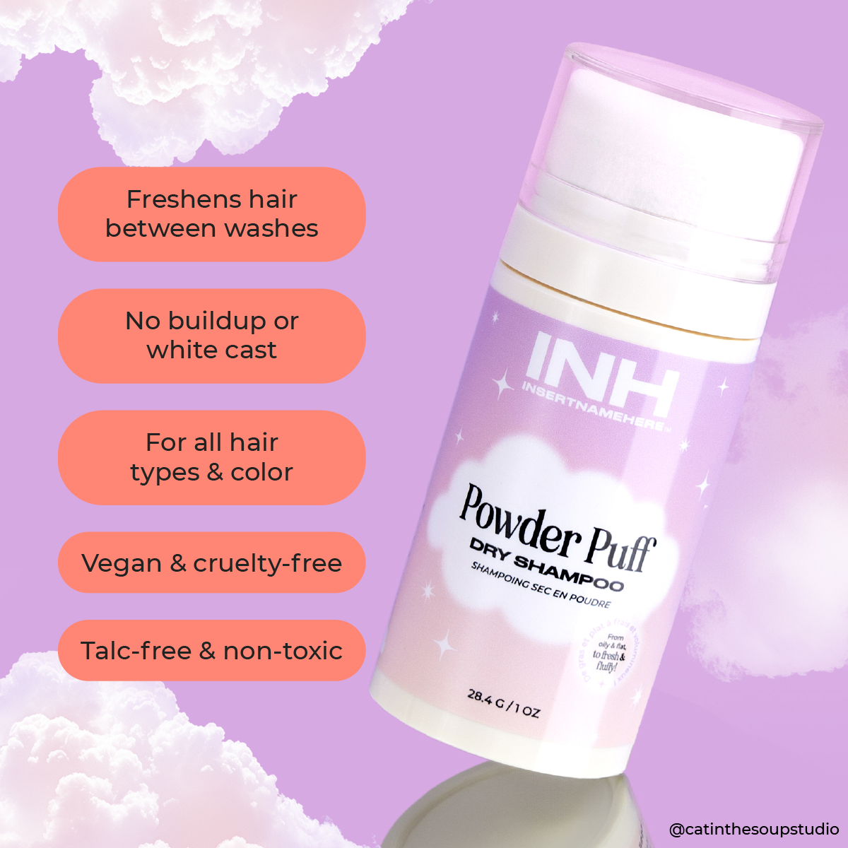 INH Hair - Wholesale Dry Shampoo - Powder Puff Dry Shampoo | volumizing non aerosol dry shampoo2