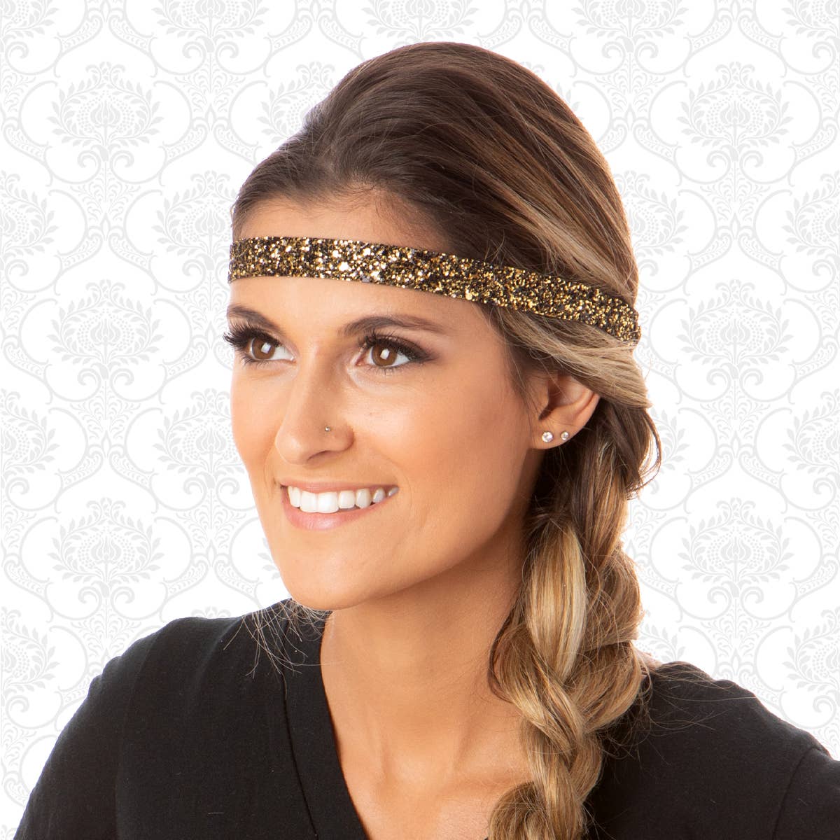 Hipsy - Wholesale Fashion Headband - Women's - Hipsy Adjustable No Slip Skinny Bling Glitter Headband24