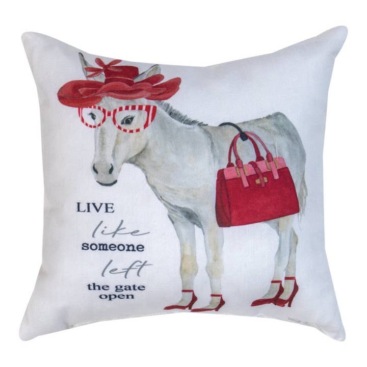 Coussin Climaweave 12 x 12 pour filles qui veulent s'amuser comme si quelqu'un avait laissé la porte ouverte pour la vente par Manual Woodworkers and Weavers, Inc.