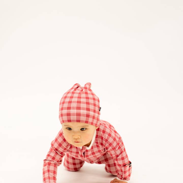 Knot Hat - Red Tartan for wholesale by Sweet Bamboo