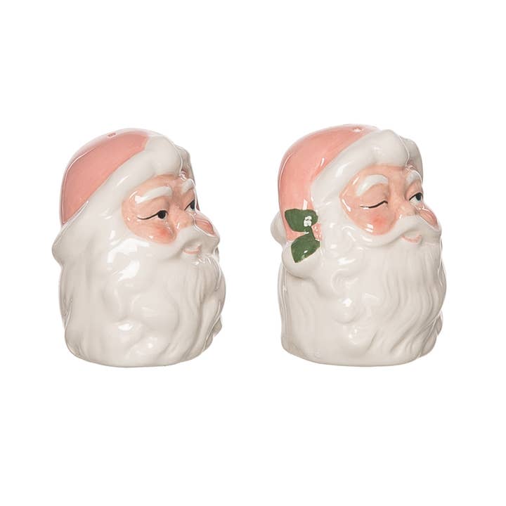 Transpac - Wholesale Salt & Pepper Shaker Set - SALE Dol Pink Vintage Santa S/P S/2