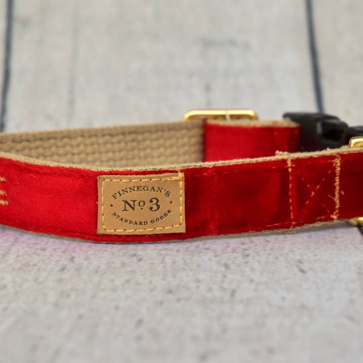 1" Red Velvet Collar for wholesale by Finnegan’s Standard Goods