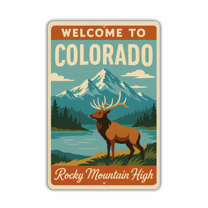 Bienvenido al Letrero de la Gran Altitud de las Montañas Rocosas de Colorado para venta al por mayor de Lizton Sign Shop, Inc