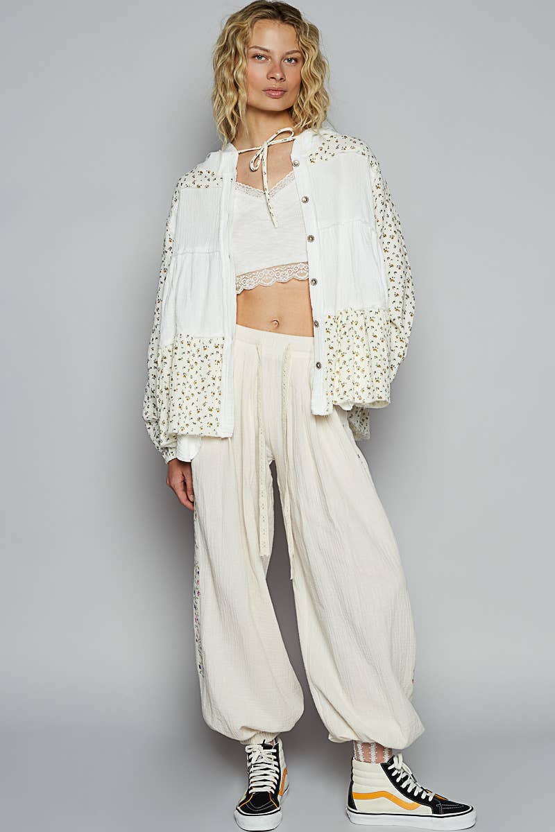 Pol Clothing - Wholesale Jacket - Women's - Balloon sleeve double gauze shirring detail jacket6