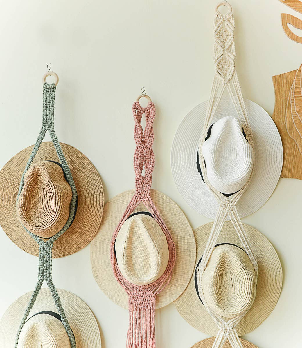 BeanDaikon - Vendita all'ingrosso Portacappelli - Appendino per cappelli in macramè H018