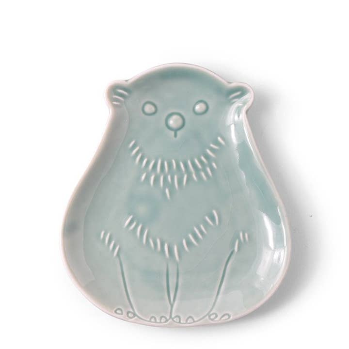 Plate Woodland Bear Teal 4.5" for wholesale by Miya Company