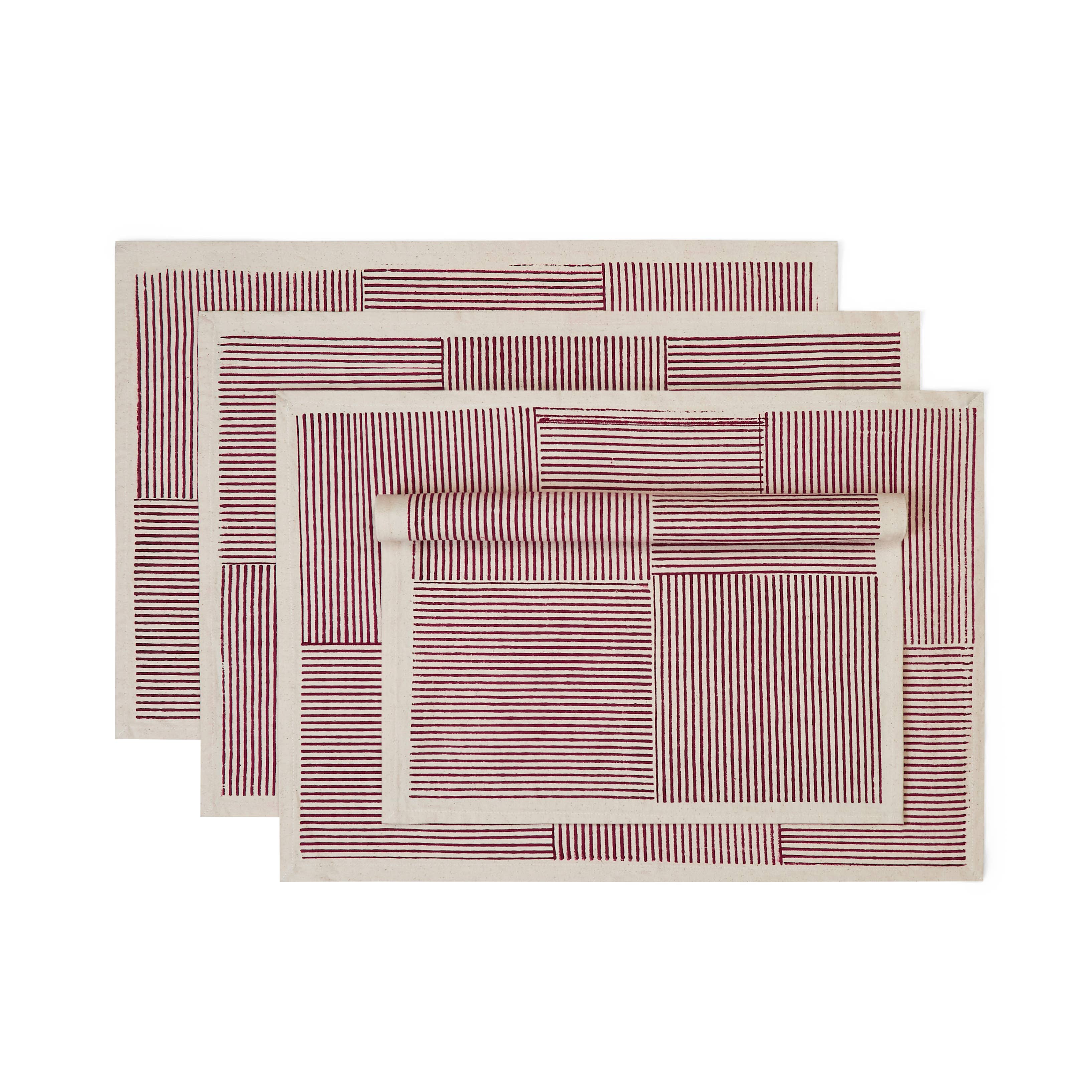 Sustainable Threads - Wholesale Placemat - Cotton Placemats | Carmine Hand Block Printed (set of 4)1