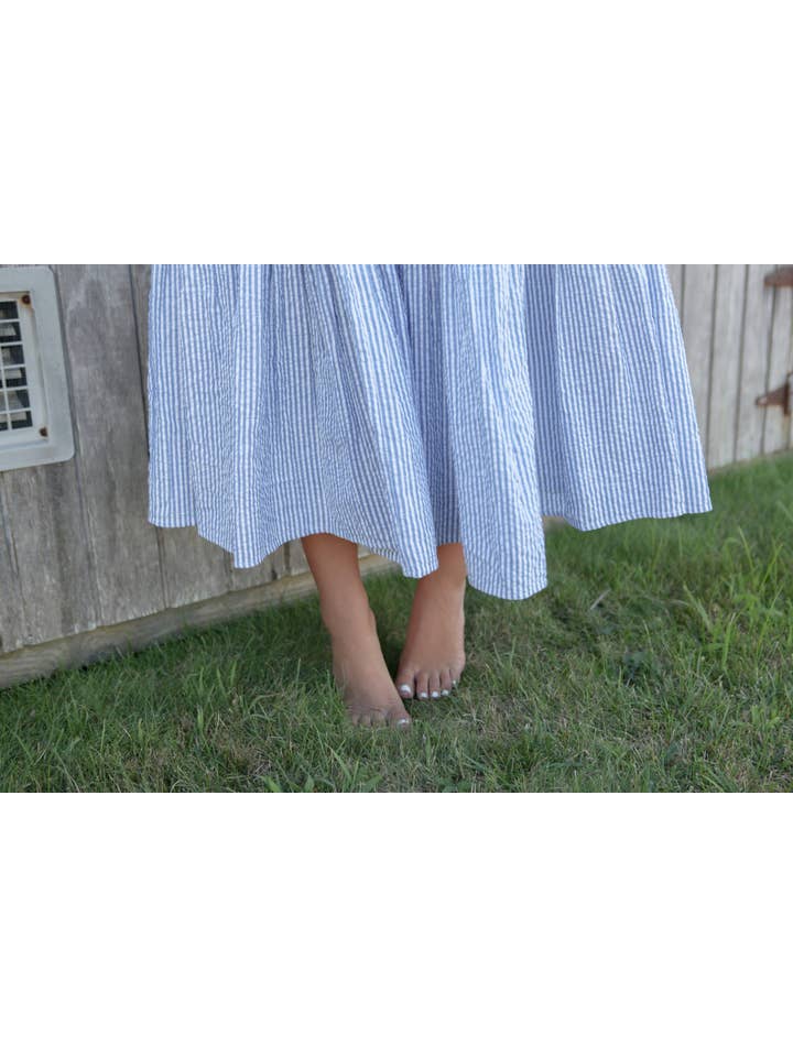 NIBI MTK - Wholesale Dress - Women's - Donna Tiered Maxi Dress in Seersucker6