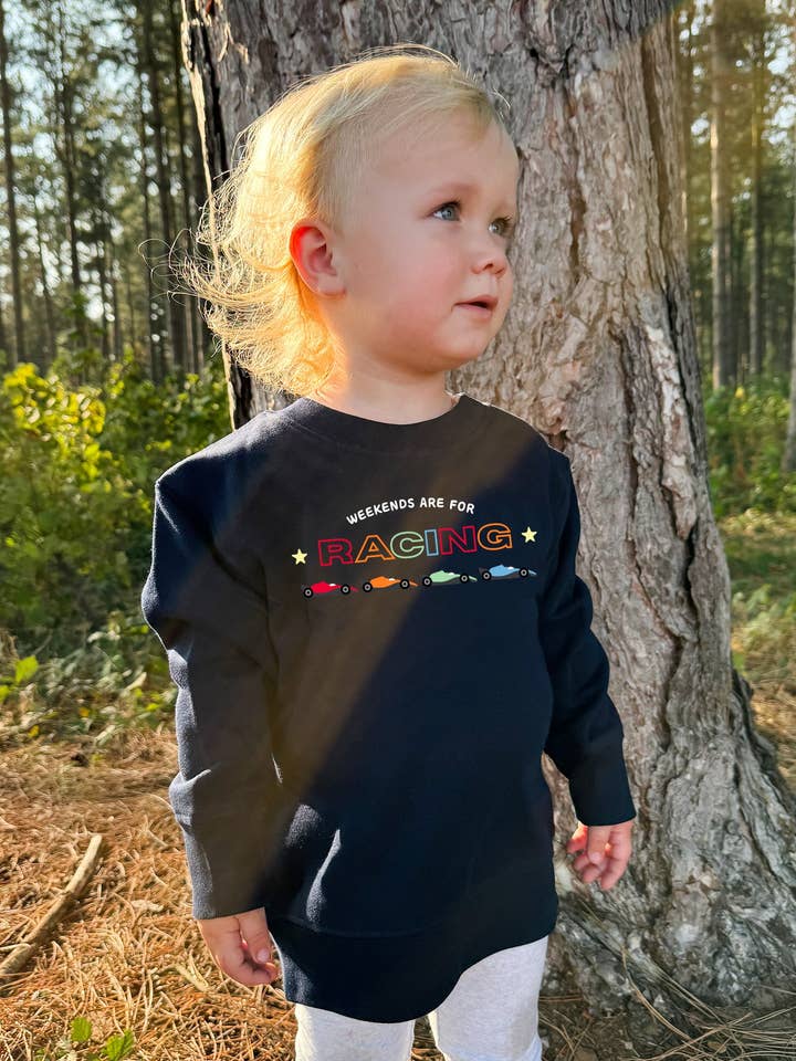 Racing Embroidery Organic Cotton Childrens Sweatshirt for wholesale by Morning Club Clothing