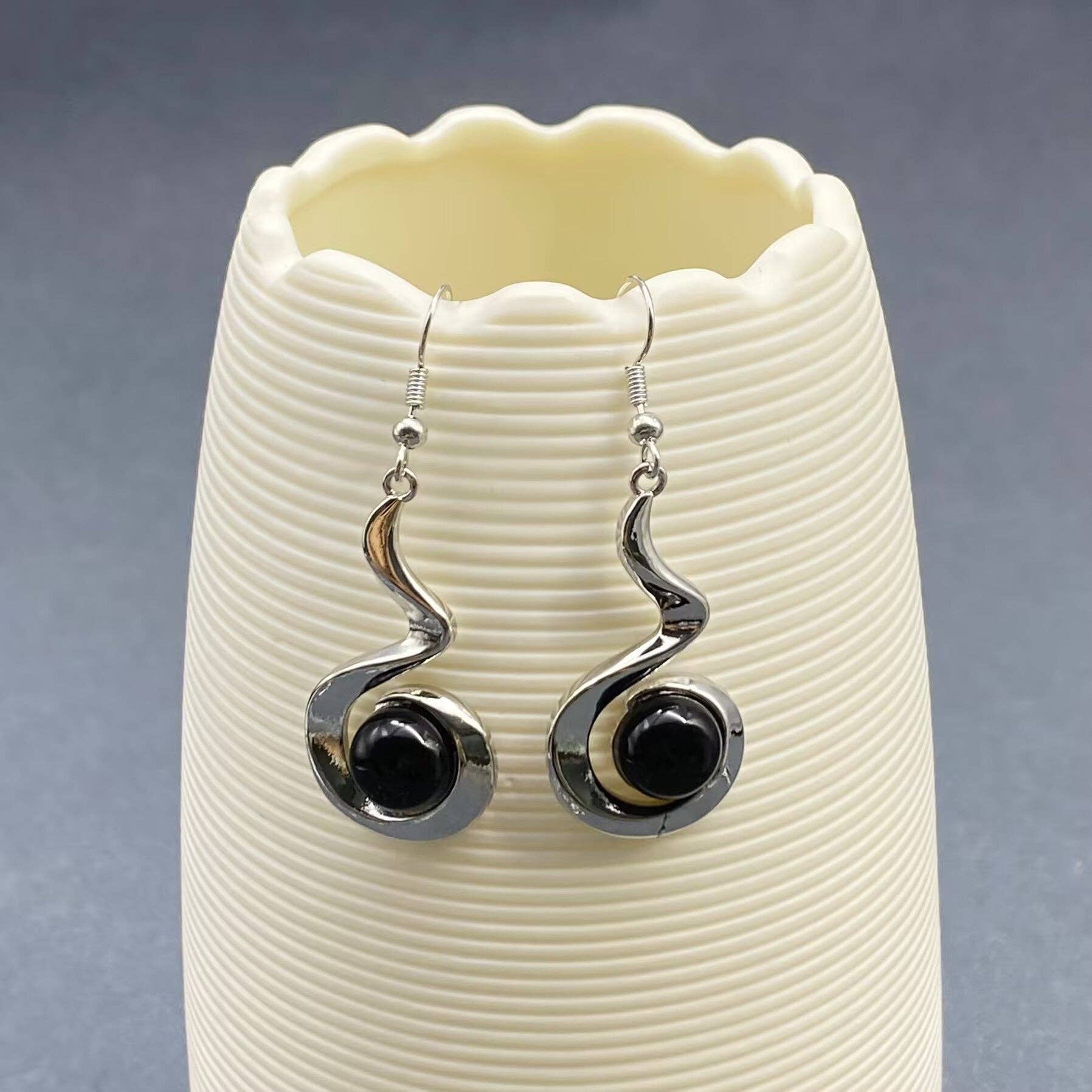 Mio Queena - Wholesale Dangle Earrings - Geometric Dangle Earrings Inlaid with Natural Stone - CS16