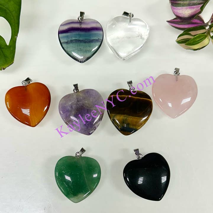 KayleeNYC - Wholesale Individual Charm/Pendant - Natural Crystal Heart Pendant Healing Energy