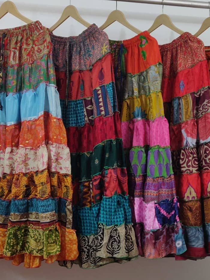 Women's Multi Layer Banjara skirts 7 Layer Mix Lot Wholesale for wholesale by Wevez