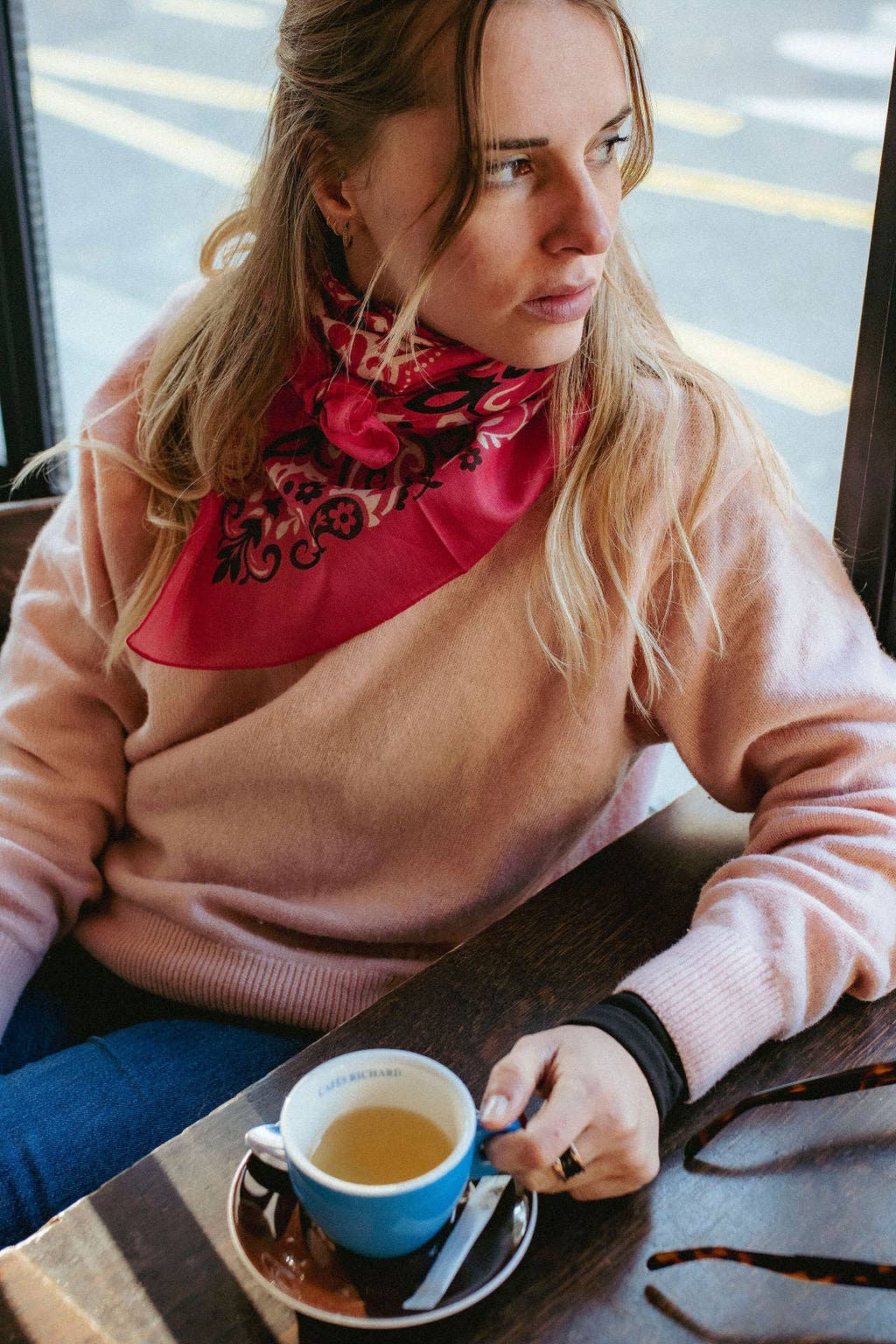 Maison Lecomte Flament - Venta al por mayor Bandana - Mujer - Pañuelo grande de algodón color fucsia1