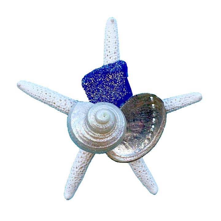 California Seashell Company - Wholesale Magnet - Sea Glass White Finger Starfish Collage Magnet