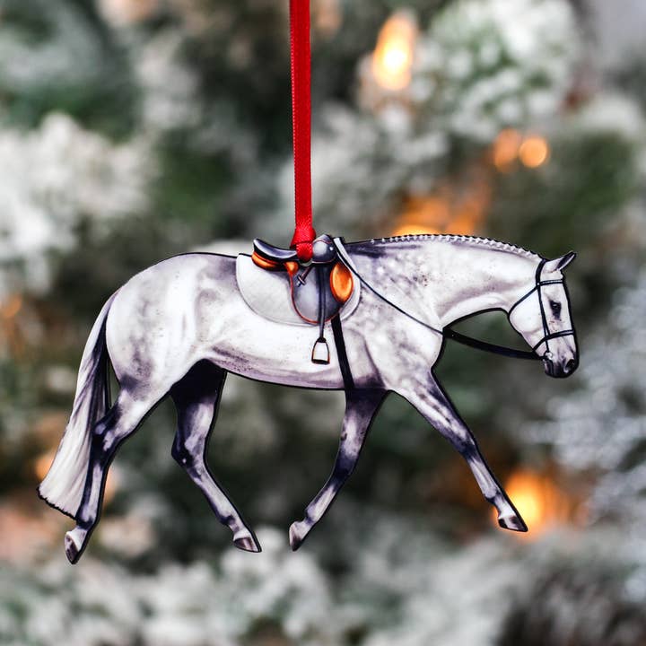 Classy Equine - Wholesale Ornament - Gray English Pleasure Hunt Seat Quarter Horse Ornament
