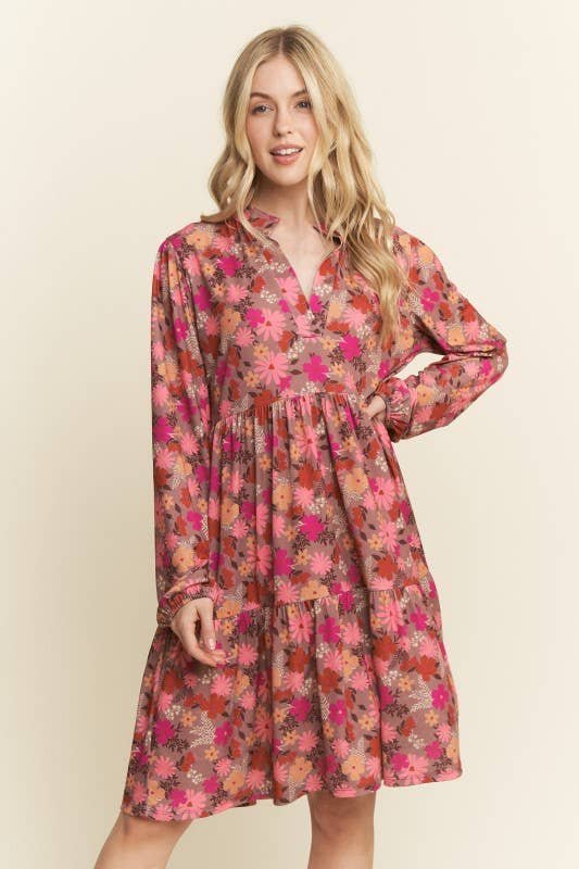 MOKA MULTI ABITO MINI A BALZE FLOREALE CON COLLETTO ALLA COREANA ED6794-12 in vendita all'ingrosso su Faire2