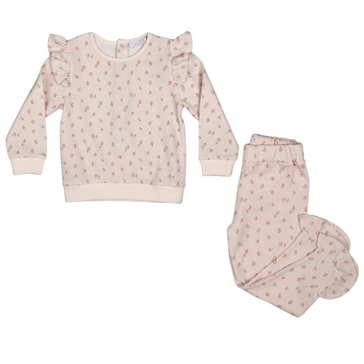 SONIA | Ensemble de leggings en coton gaufré rose pour filles pour la vente par Bebe Sweeny