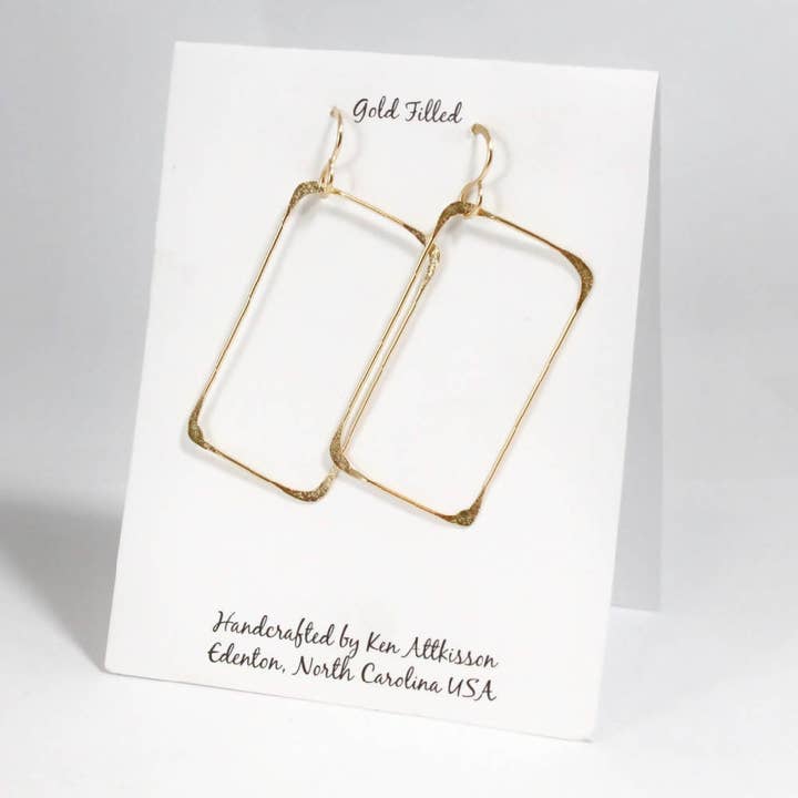 14k guld fyllda örhängen stor rektangel för wholesale av Ken’s handcrafted jewelry