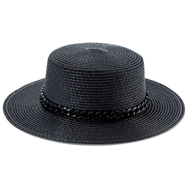 Diacly - Wholesale Straw Hat - Women's - Western Plastic Chain Straw Boater Hat