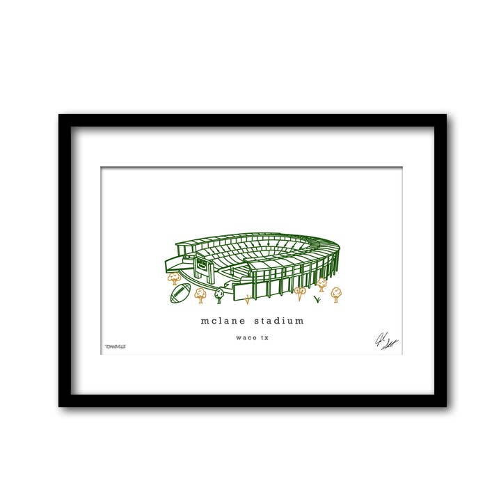 Décoration murale minimaliste du stade McLane Texas Art pour la vente par Townsville Art