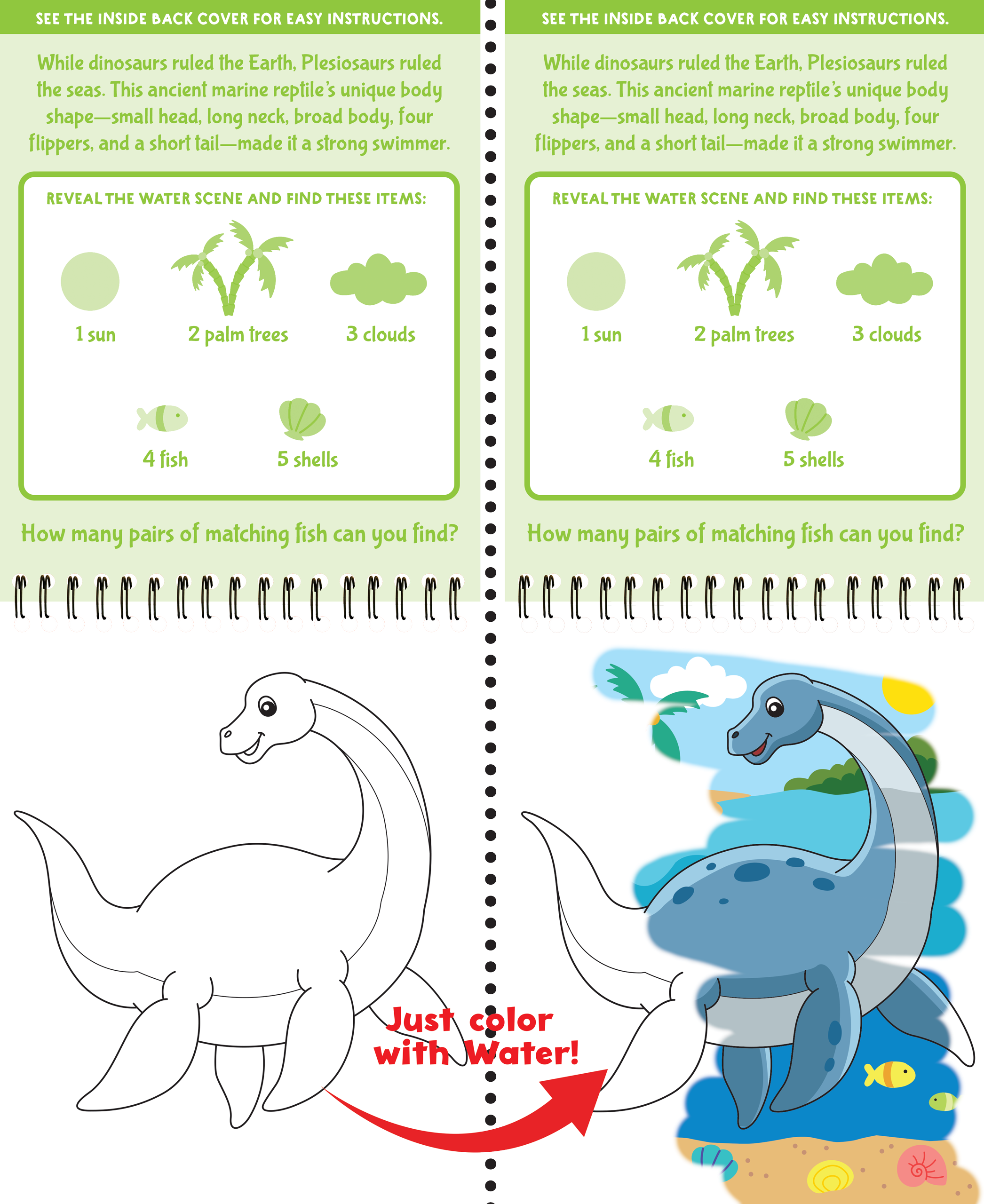 Peter Pauper Press - Wholesale Book - Kids - Color With Water - Dinosaurs2