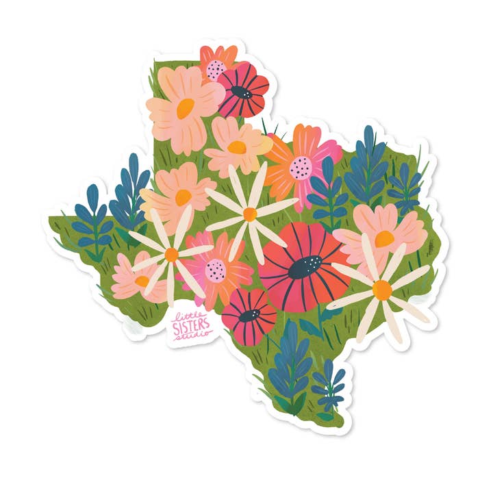 Texas Wildflower Vinyl Sticker for wholesale by Little Sisters Studio