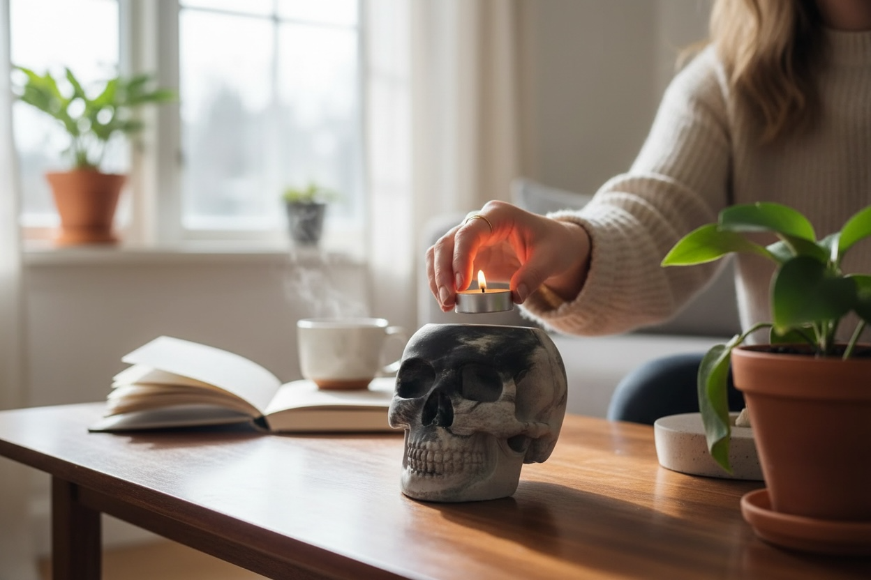 Wind + Willow Co. - Wholesale Plant pot - Concrete Skull Planter | ws5