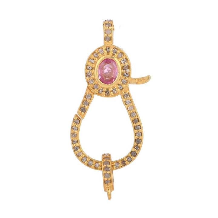 Fermoir en vermeil argent 925 avec diamant et saphir, composants de bijouterie pour la vente par Misteerious Seed