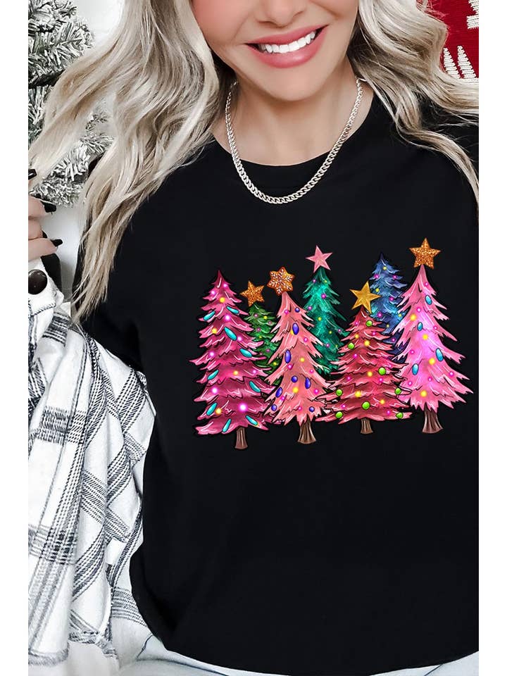 KERSTBOMEN, UNISEKS, KORTE MOUWEN, T-SHIRT MET GRAFISCHE PRINT, AFBEELDING voor wholesale door COLORBEAR