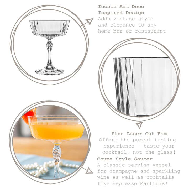Rinkit Ltd - Wholesale Cocktail/Liquor Glass - Bormioli Rocco America '20s Cocktail Saucer - 275ml