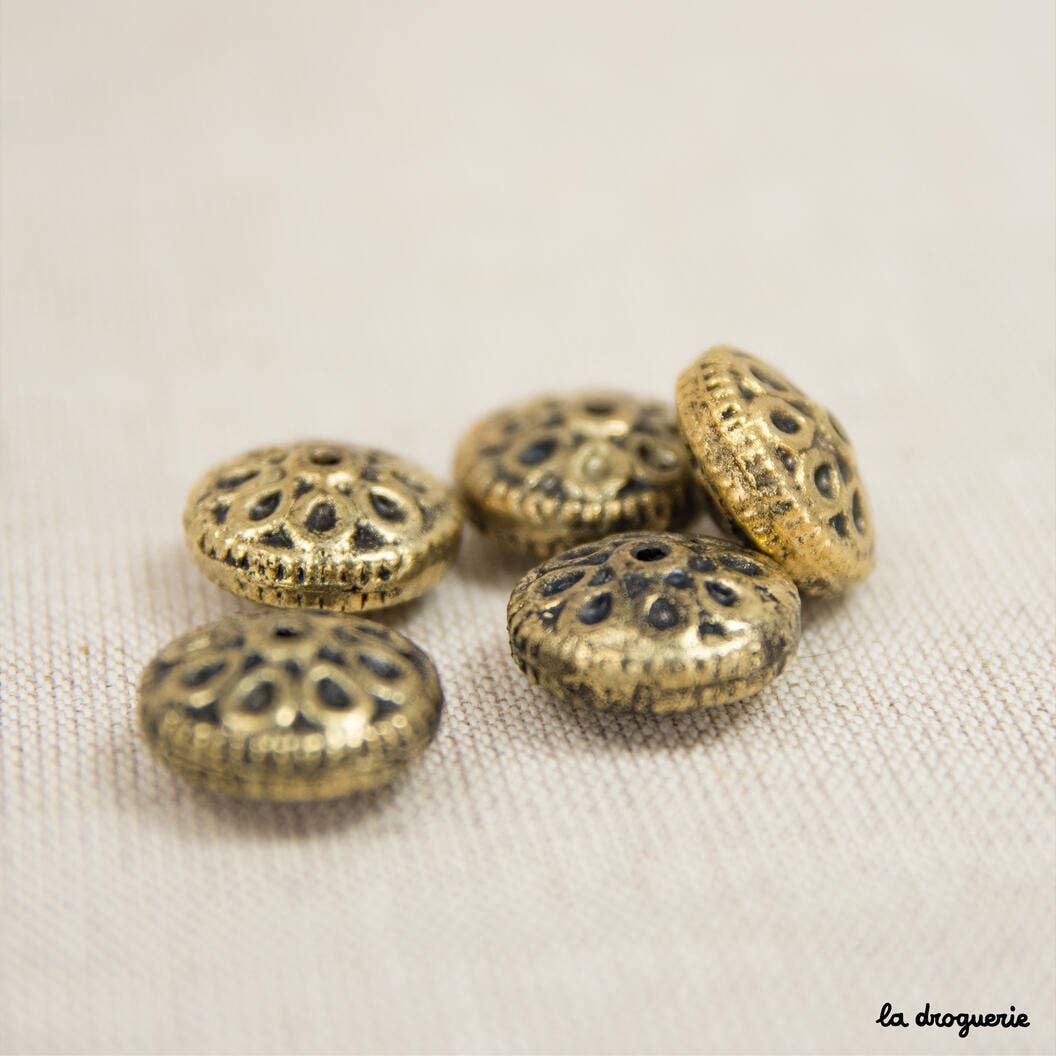 LA DROGUERIE - Wholesale Beads - Tribal Pearl engraved flower washer3