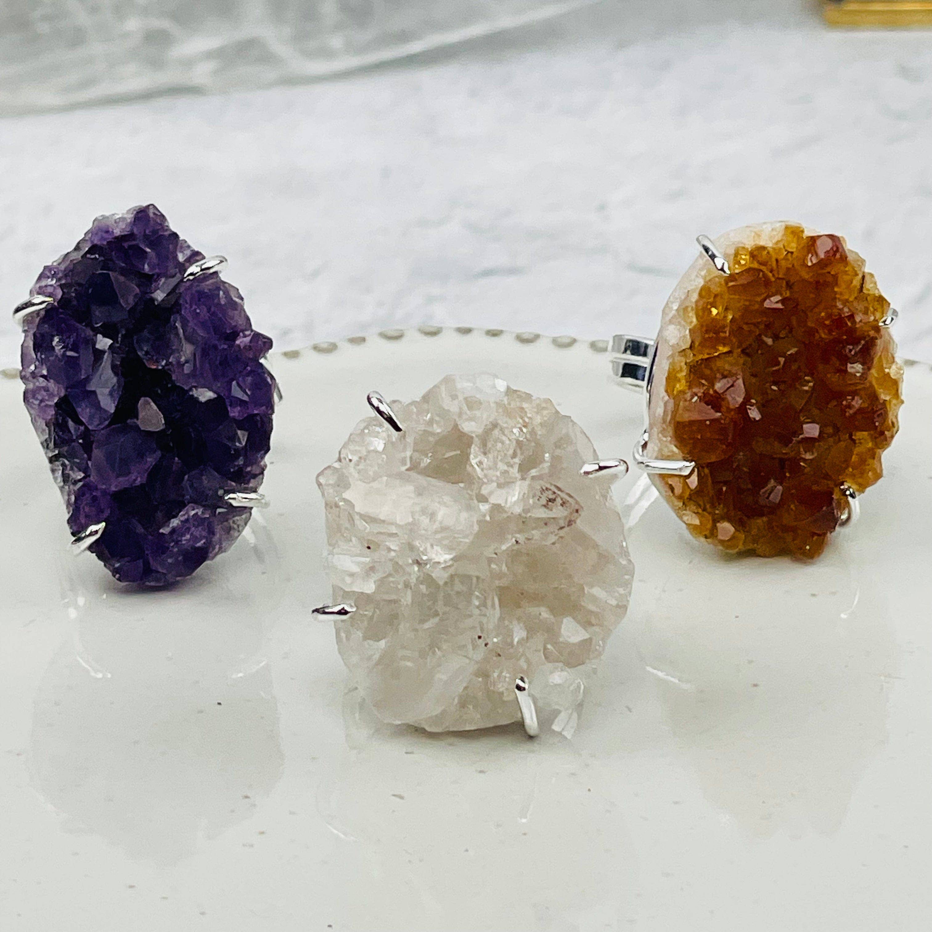 Rock Paradise - Wholesale Cocktail/Statement Ring - Crystal Cluster Ring Amethyst Citrine Crystal Quartz -2