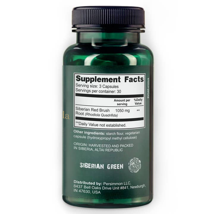 SiberianGreen - Wholesale Oral Supplement/Vitamin - Siberian Wild Rhodiola Quadrifida Capsules – 350 mg – 90 Vegan Capsules