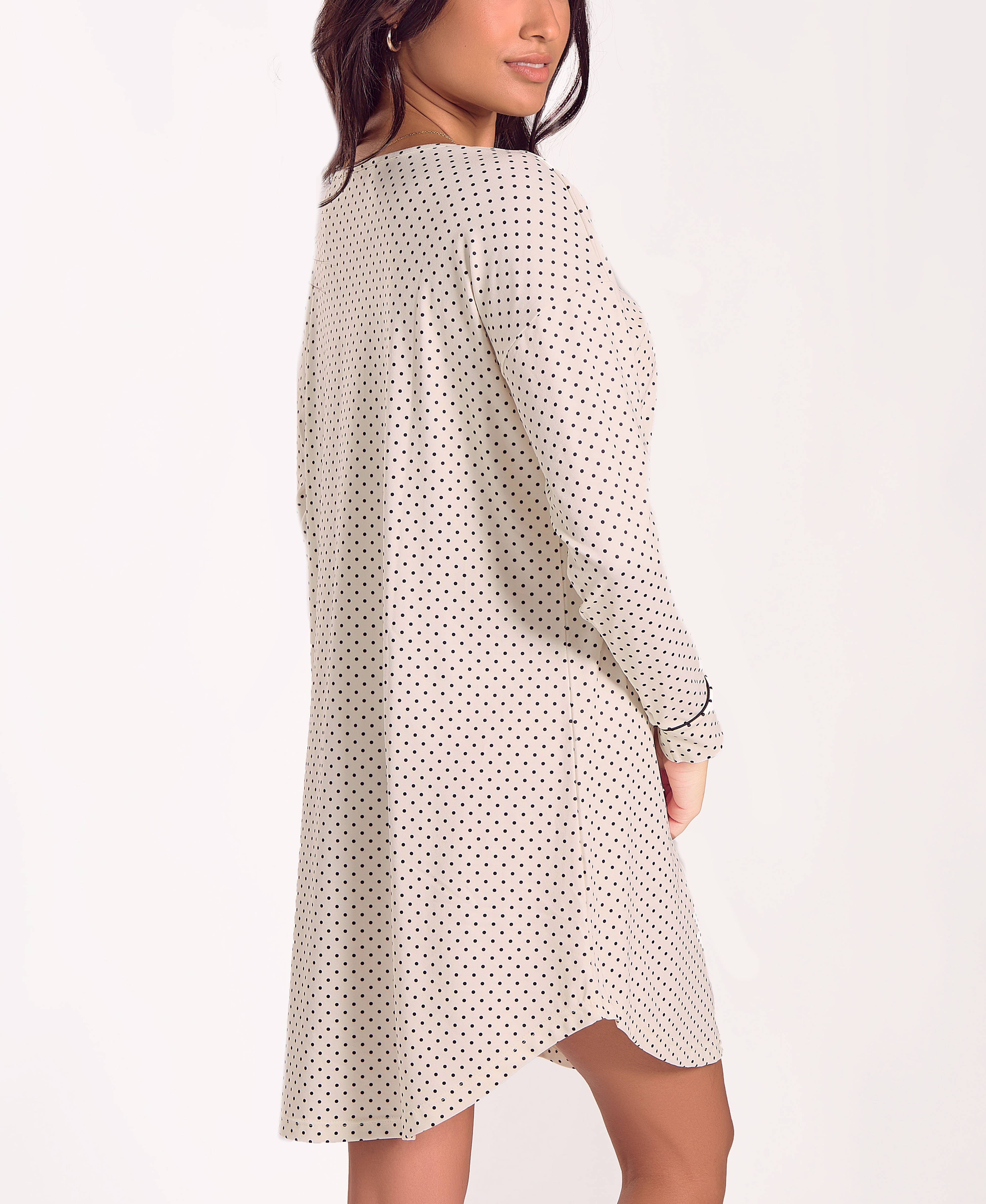 iCollection - Wholesale Nightgown - Women's - Calise Plus Size Stretch-Knit Black L/S Sleep Shirt-Dress8