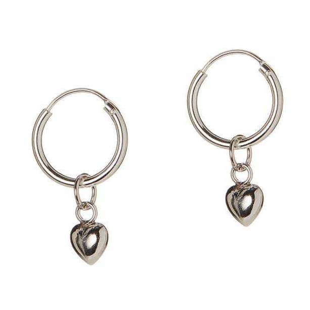 Silver Hoop Earrings with Convex Heart 12 MM for wholesale by Juulry
