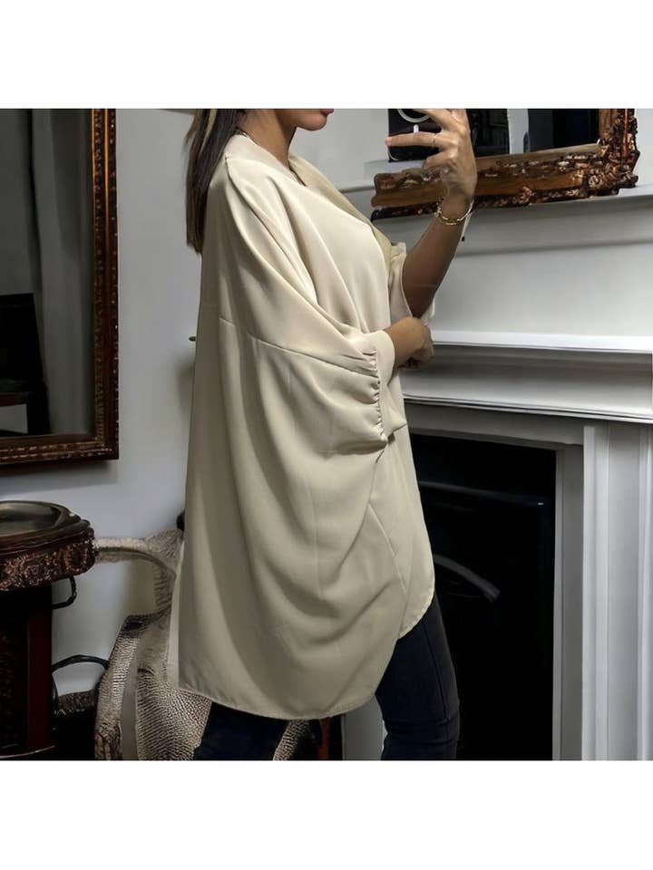 LS GROUP - Wholesale Tunic - Women's - Beige tunic top for women with oversized necklace OS1