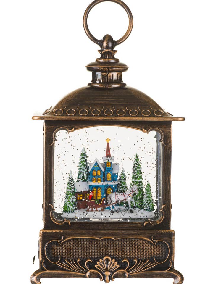 Lanterne en bronze avec boule à neige et balade hivernale pour la vente par Starlight Collection