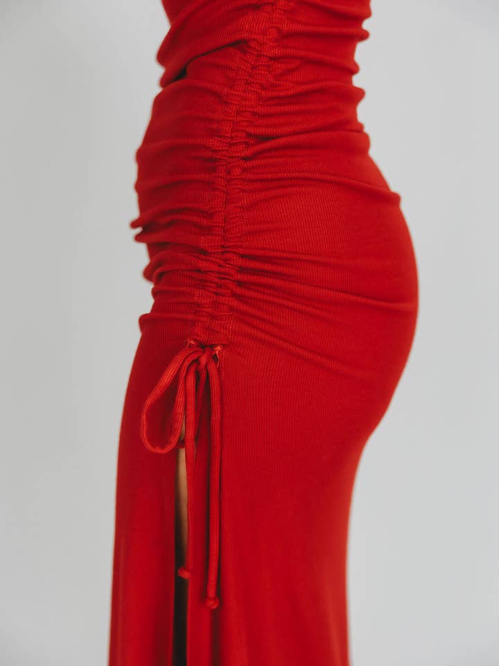 The Jessi Dress in Adrenaline Red for wholesale on Faire3