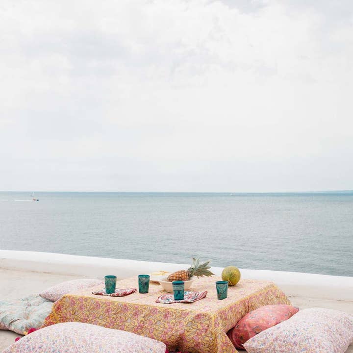 Lem Patchouli Spring Carla Tablecloth - flowers - yellow - pink for wholesale on Faire2