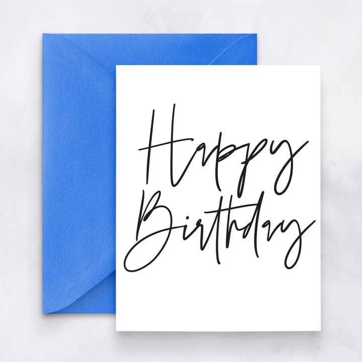 Handwritten Script Birthday Card – Minimalist Design for wholesale by Felicia Nicole Design