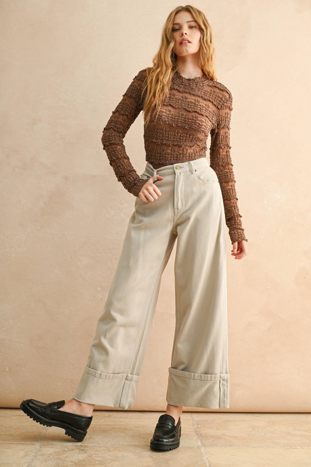 P5434   CUFFED BOTTOM GREY PANTS for wholesale on Faire3