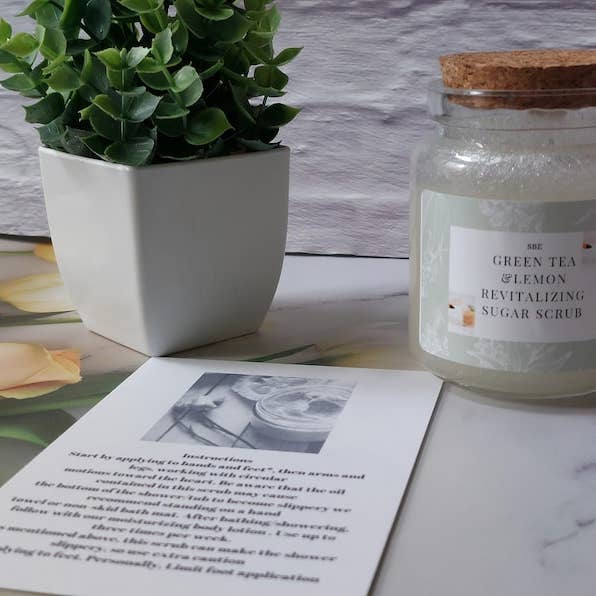 Simplybyelegance - Wholesale Body Scrub/Exfoliant - Handmade Green Tea Lemon Sugar Scrub, Exfoliating Body Scrub (8oz)4